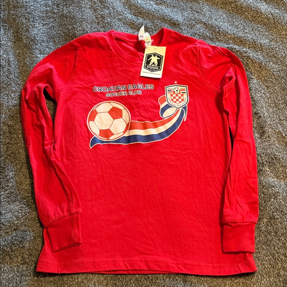 Red Croatian Eagles Soccer Club Long Sleeve Shirt NWT